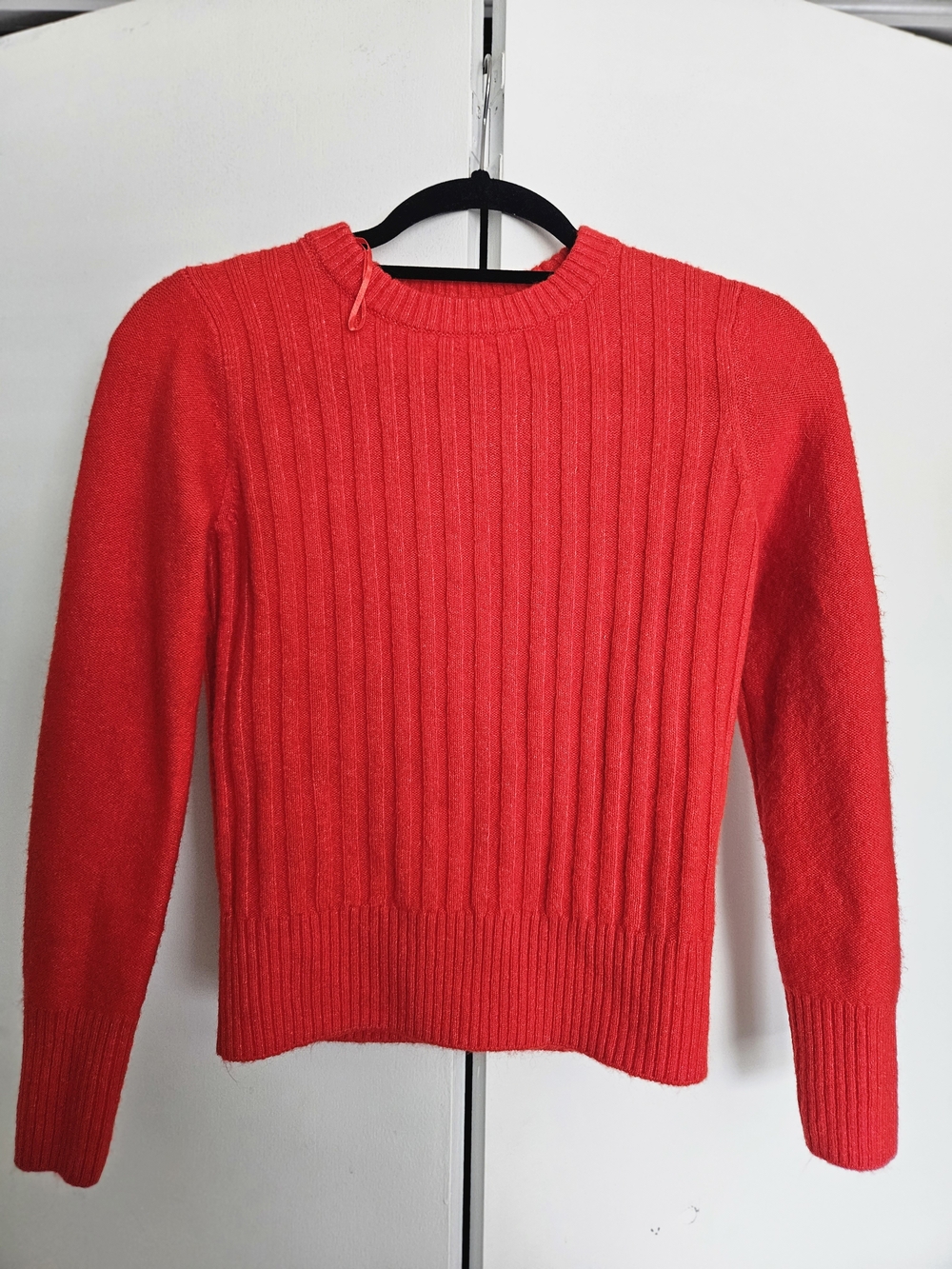 Topshop Red Ribbed Crewneck Sweater